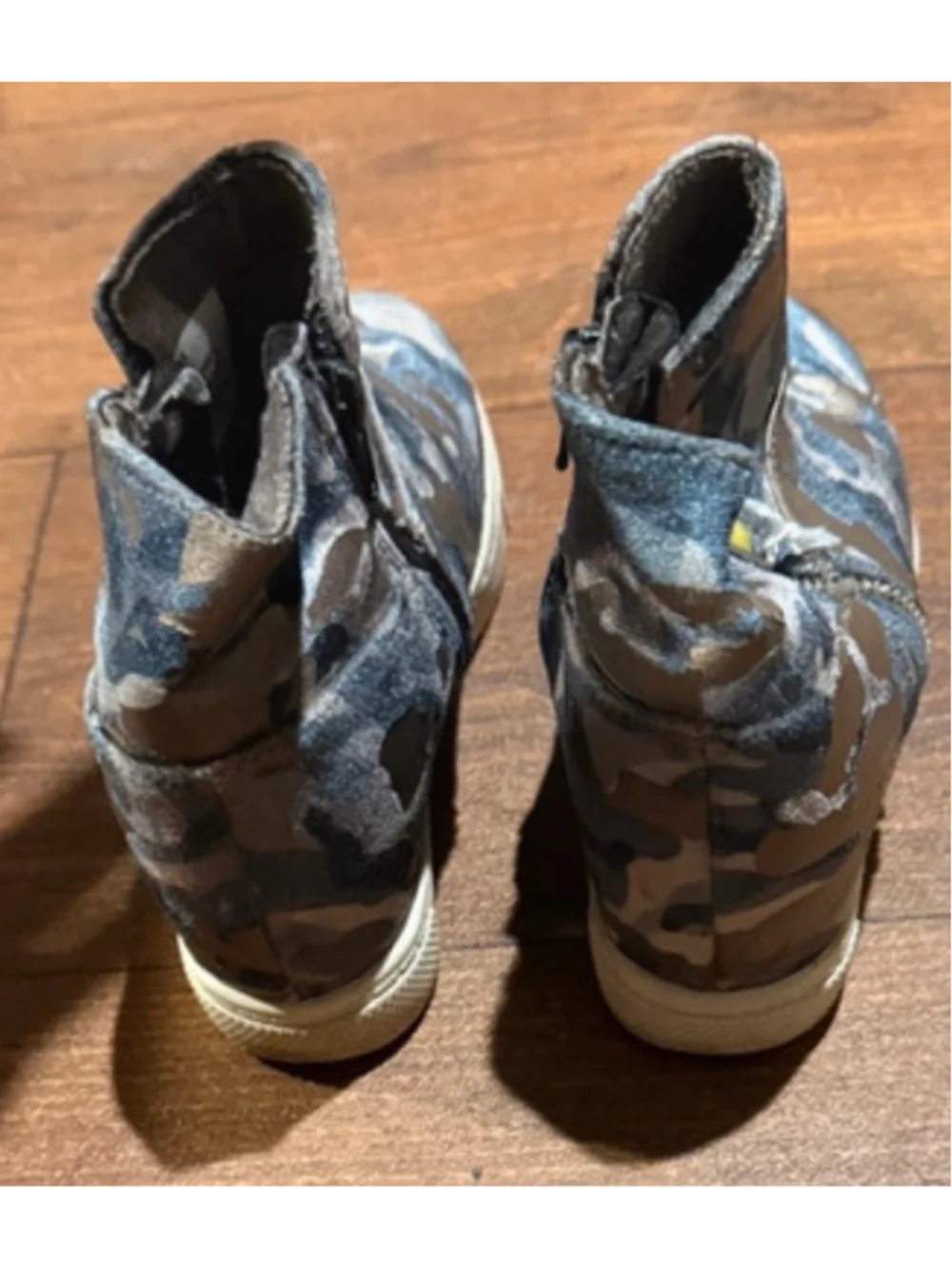 Steve Madden Women's Ankle Boots Size 3 Blue Brown Camo Wedge Sneakers